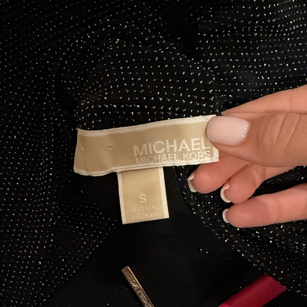 MICHAEL Michael Kors Black Sparkle Long Sleeve Blouse - Picture 3 of 3
